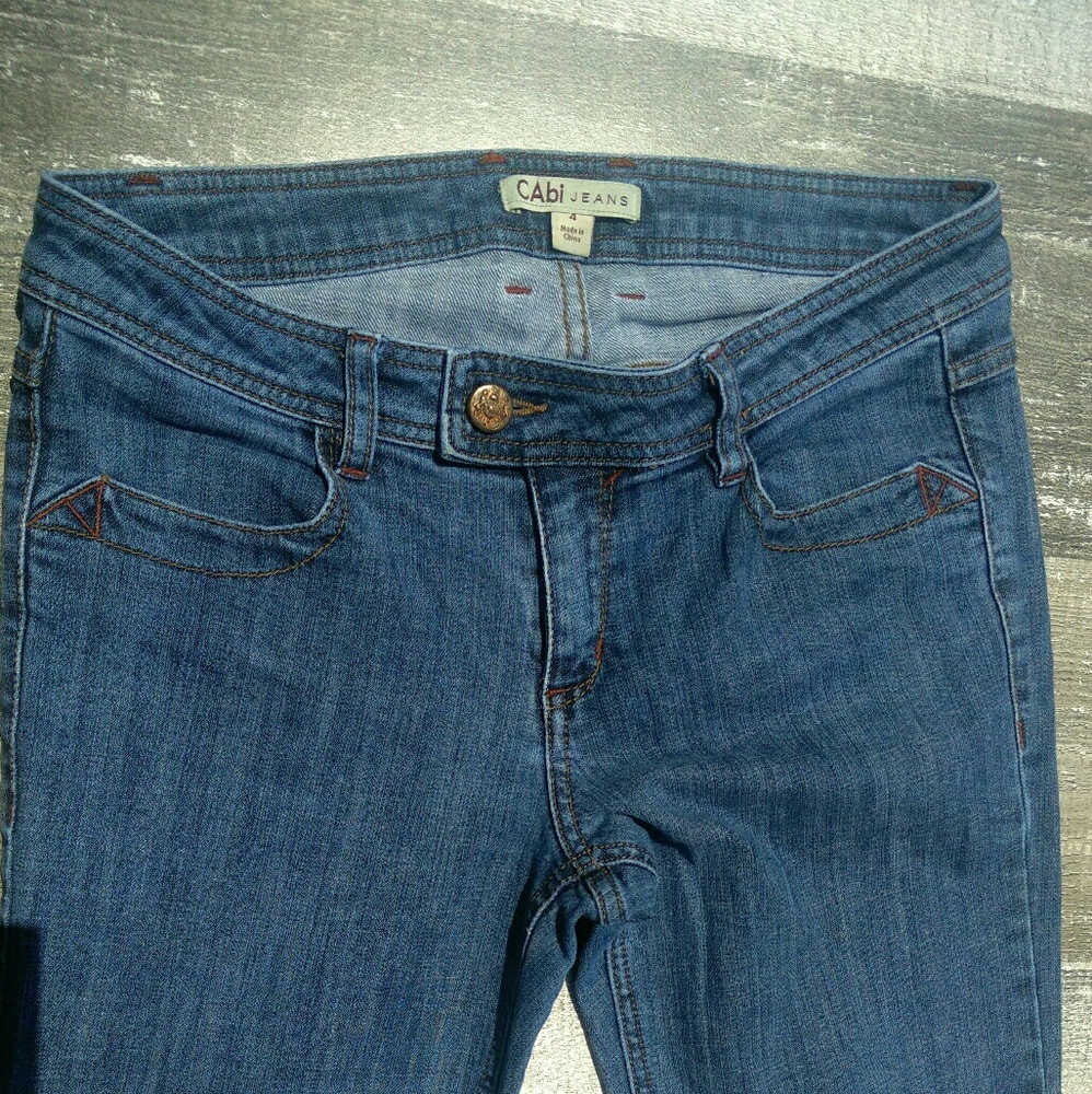 Cabi Jeans Size 4 Med Blue Hip Huggers Flared 70's